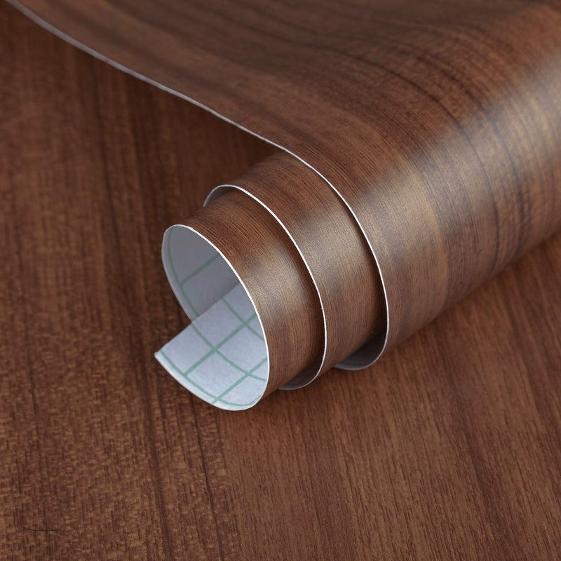 BAYYA Brown Walnut Wood Grain Wallpaper Waterproof Peel and Stick Wallpaper Decorative Furniture Stickers for Kitchen Cabinets Door Table Floor Shelf Drawer Liner Removable Self-Adhesive Film - Image 1